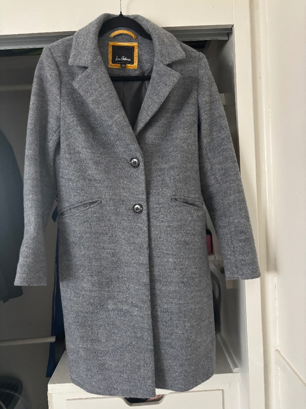 Sam Edelman Single-Breasted Wool Blend Walker Coat in Heather Gray Size XS